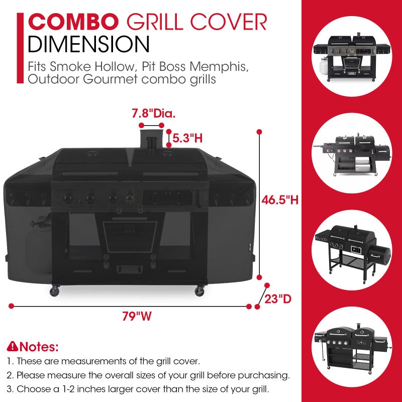 Unicook 79 Inch Grill Cover, Compatible with Smoke Hollow, Pit Boss, Heavy Duty Waterproof Gas Charcoal Combo Grill Cover with Sealed Seam, Fade Resistant BBQ Cover, Compared to Smoke Hollow GC7000 - Image 2